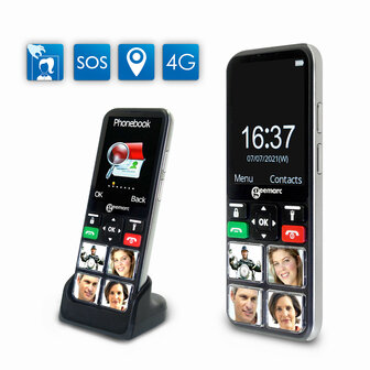 T&eacute;l&eacute;phone mobile pour personnes atteintes de d&eacute;mence avec touches photo (r&eacute;seau 4G)